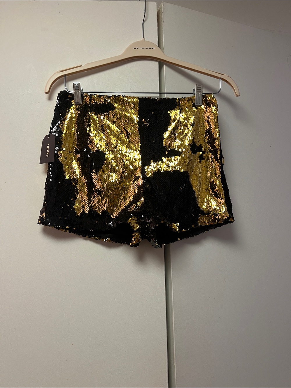 Mango Black and Gold Sequin Skort